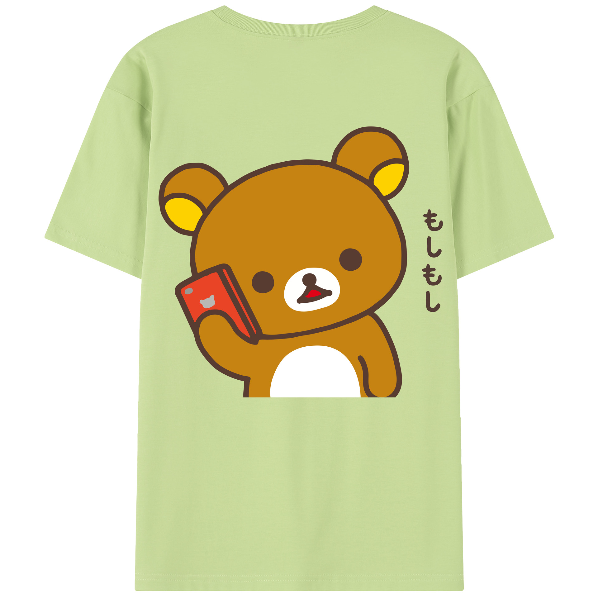 （画像用） リラックマ リラックマ キイロイトリ Rilakkuma Korilakkuma Kiiroitori 綿100％半袖Tシャツ（背面プリント）